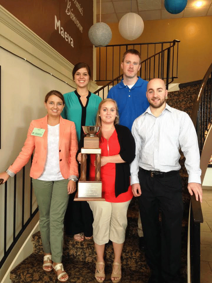 Pictured from left are Brittany Evans, Cassidy Guignard, Ragan Threewitts, Scott Alford, and Matthew Green.