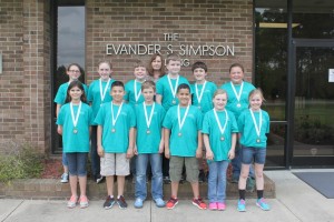 Meadow School Battle of the Books team members.From left, front row, Jada Barefoot, Jaleel Carranza, Elliot Butler, Jared Carranza, ReaganWilliford, and Lyda Boone. Middle row, Emma Stewart, Kaitlyn Giddens, Braden Raynor, Adam Miller, Preston Parker, and Anna Knowles. Back row, BOB Coach Heather Sutton.