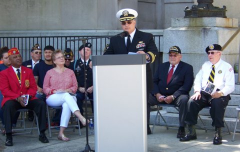 David "Mike" Wegman, Retired CDR United States Navy was the guest speaker for the Memorial Day Ceremony at the Johnston County Courthouse.