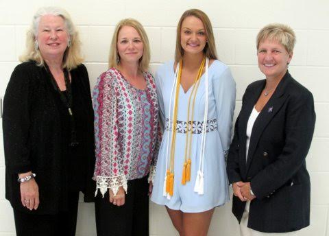 North Johnston High School senior Faith Bowen (left-center) is a 2015 Joyce W. Wade Scholarship recipient. Standing with her (from left) are Joyce Wade, Glenda Bowen, and Principal Tim Harrell.