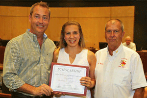 (Left to right) Clayton Mayor Jody McLeod, NC State Fireman’s Association scholarship winner Arden Vessie, and Clayton Fire Chief Lee Barbee.