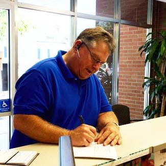 Steve Rabil files for the Smithfield Town Council Thursday afternoon at the Johnston County Board of Elections Office.