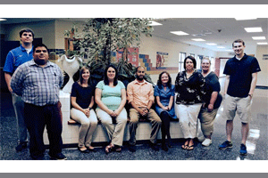 New to Selma Middle School (from left) are Brandon Sullivan, Michael Llaury, Kimberly Whipple, Emily Shelton, Alexander Burgess, Tabitha Ammons, Chrystal Trammell, Cynthia Markham, and Aaron Tipping. Not pictured are Patricia Ann Leitner, Shawna Marie Phillips, and Samantha Determan.