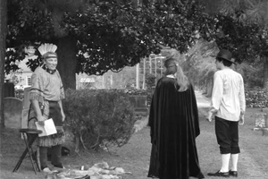 A scene from the 2014 Ghost Walk, with King Tom Blount, 18th century Tuscarora leader portrayed by Jim Ingram of Angier.
