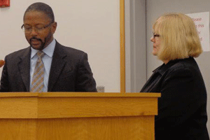 Smithfield Finance Director Greg Siler and Phyllis Pearson with Petway Mills & Pearson PA of Zebulon. WTSB Photo
