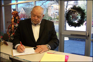 Johnston County Commissioner Chairman Tony Braswell files for the NC House District 28 Friday at the Johnston County Board of Elections Office in Smithfield. WTSB Photo