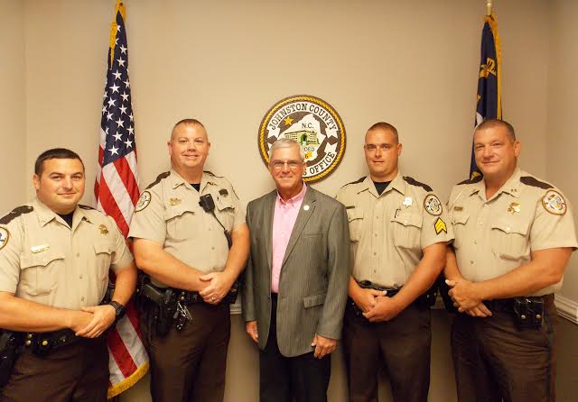 Caption: Left to Right: Sgt. Jordan Haddock, Lt. Richard Reliford, Sheriff Steve Bizzell, Sgt. William McGee and Captain Jason Crocker.